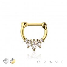 MULTI GEM CZ MARQUISE SEPTUM HINGED CLICKER